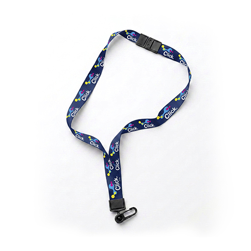 Cordão para crachá 21mm , sublimação 2 lados e mosquetão engate plastico.